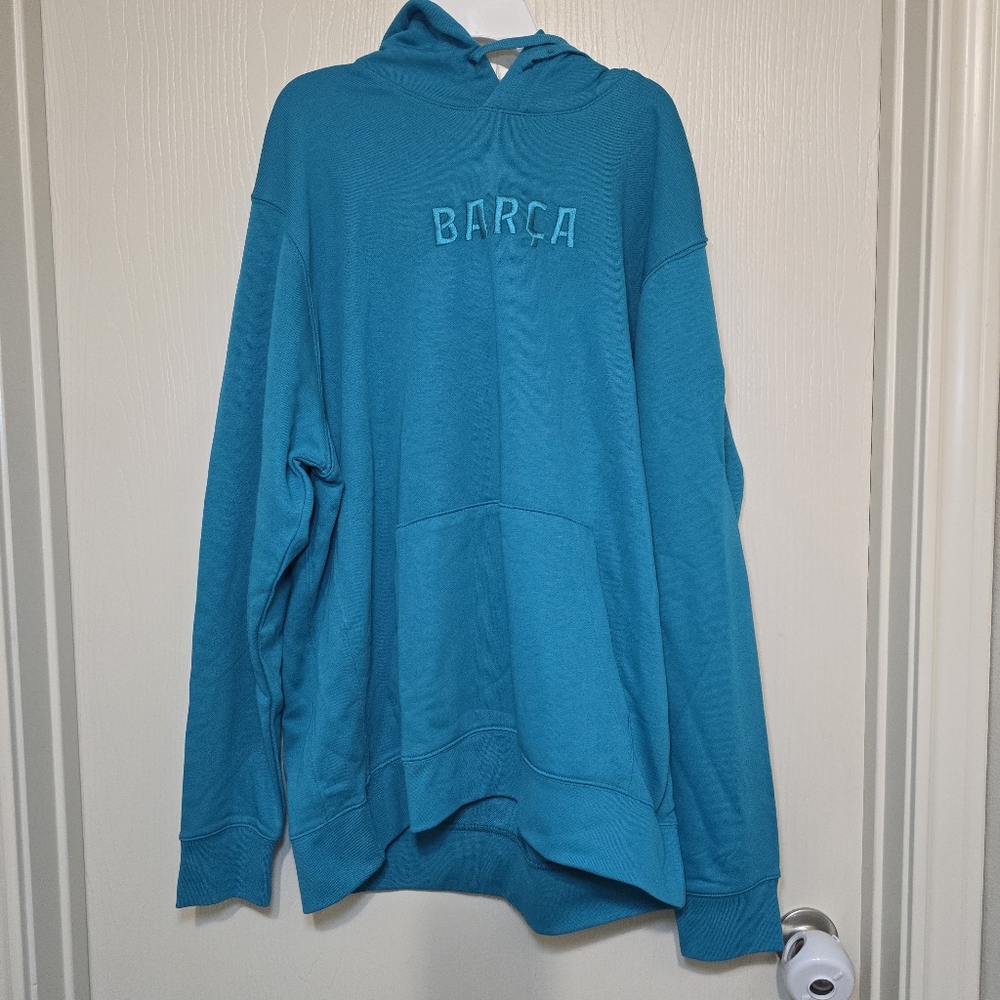 Nike BARCA Hoodie Sweatshirt Soccer Turquoise DX8643-300 Men's Size‎ XL